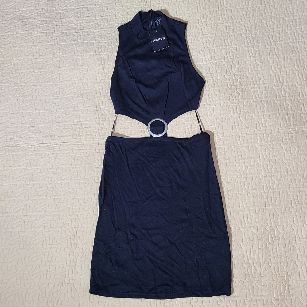 Forever 21 O ring cutout sleeveless halter top midi dress size L - Picture 1 of 9